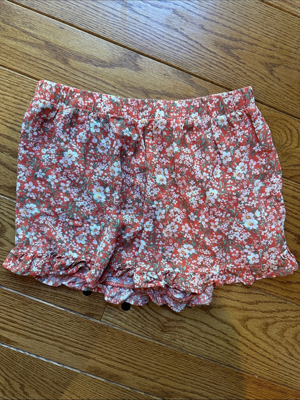 American Eagle Outfitters Coral Floral Ruffle Shorts